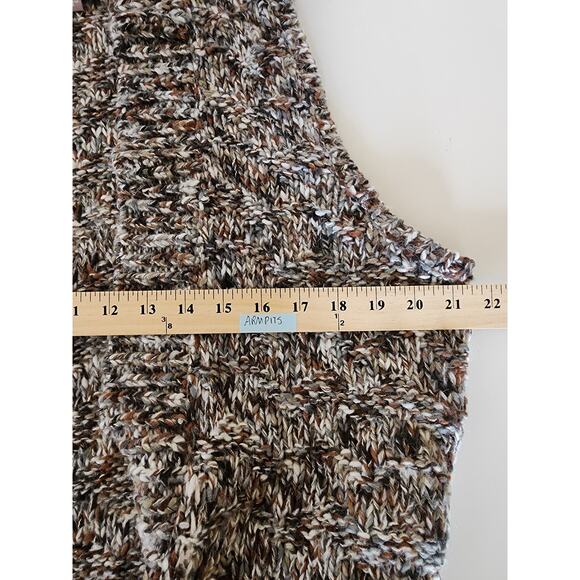 CHICO'S Brown Black Gold Threading Open Front Sleeveless Career Sweater SZ 0 (S) - Picture 8 of 9